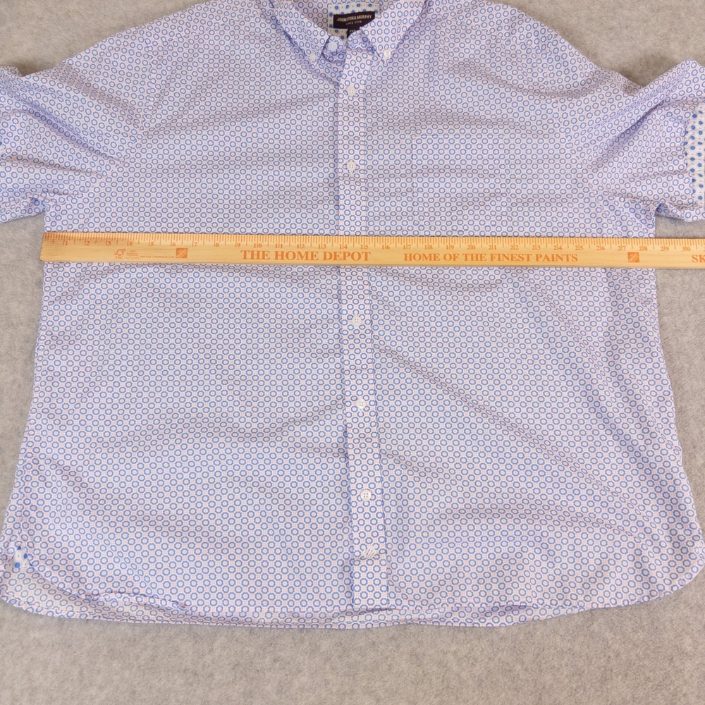 Johnston & Murphy Mens 3XL Blue Pink Geometric Short Sleeve Button Down Shirt - Picture 4 of 14